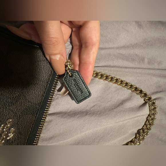 Coach Black and Brown Wristlet with Gold Chain - Picture 2 of 6